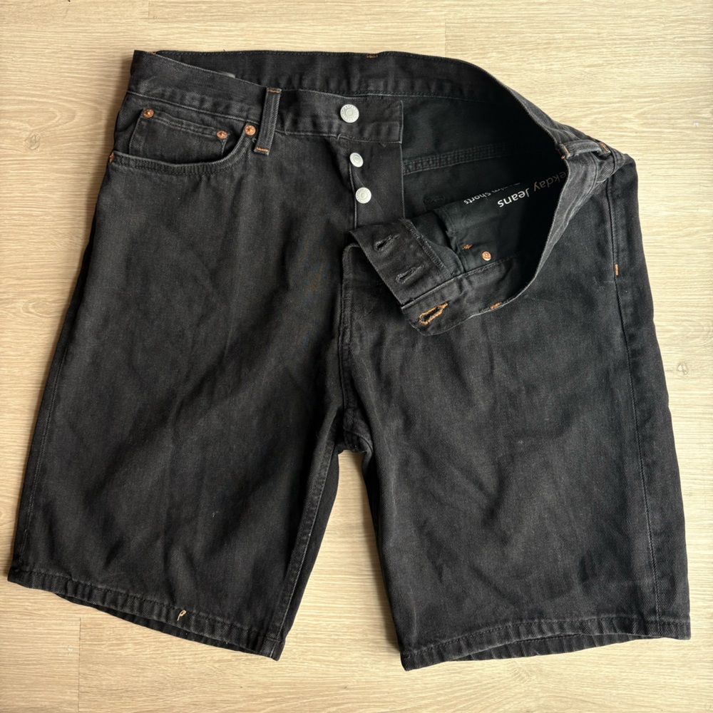 Weekday Men's Black Denim Shorts